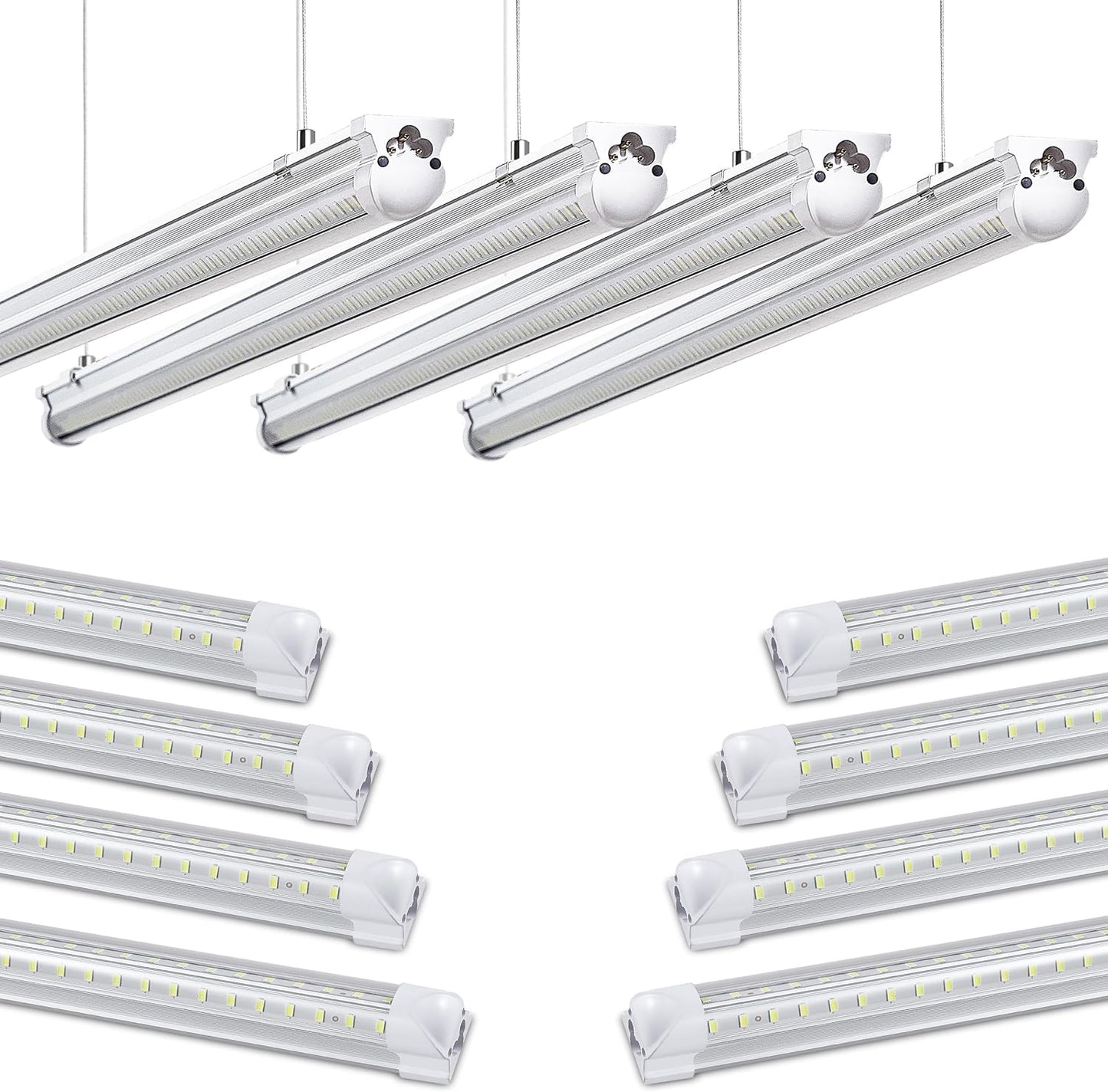 8Pack 4FT LED Shop Lights for Garage, Bright 50W Daylight
