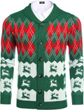 Men's Christmas Cardigan Sweater Reindeer Snowflake - Festive Knit