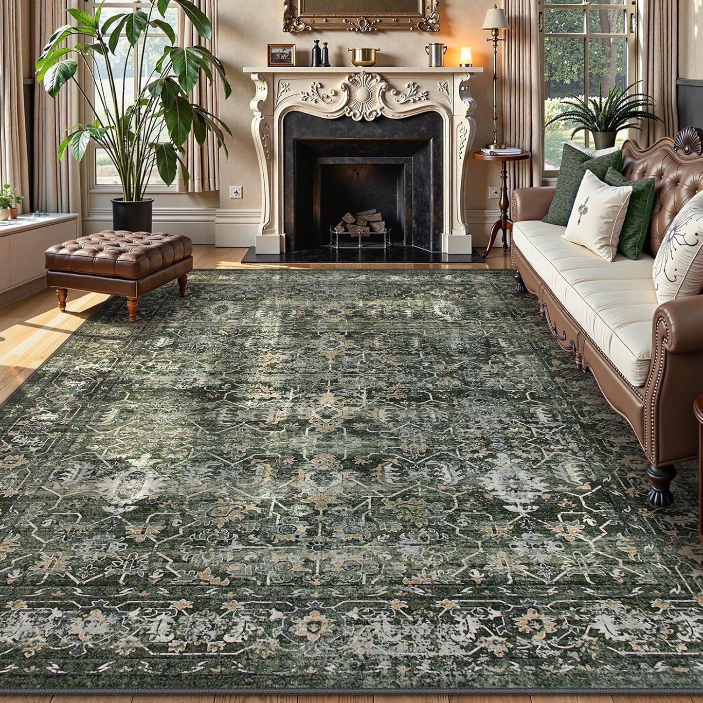 Lahome Boho Green 8x10 Area Rugs for Living Room and Bedroom