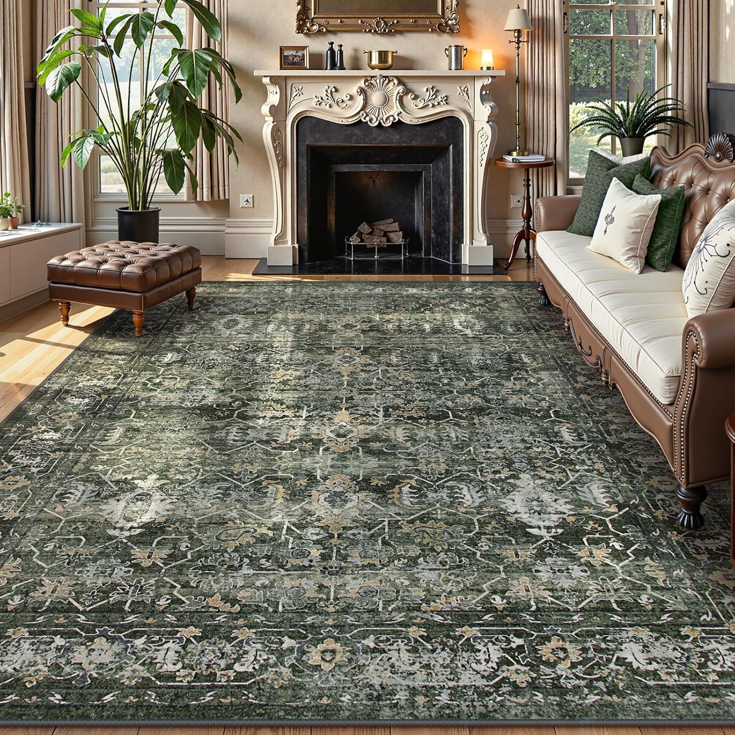 Lahome Boho Green 8x10 Area Rugs for Living Room and Bedroom