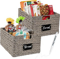 Pantry Baskets Set of 2 Water Hyacinth 16x12in - Organized Storage