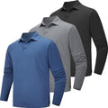 Men Long Sleeve Polo Shirts 5 Pack - Quick Dry, UPF 50+ Comfort