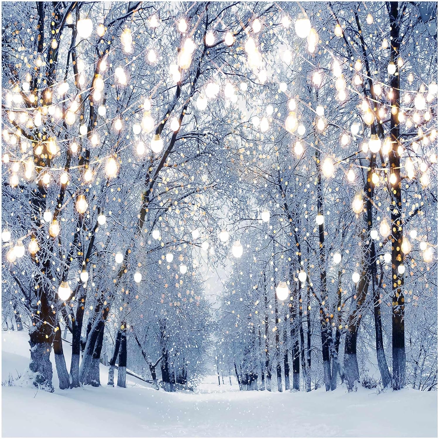 Funnytree 8x8ft Winter Scene Backdrop for Holiday Celebrations