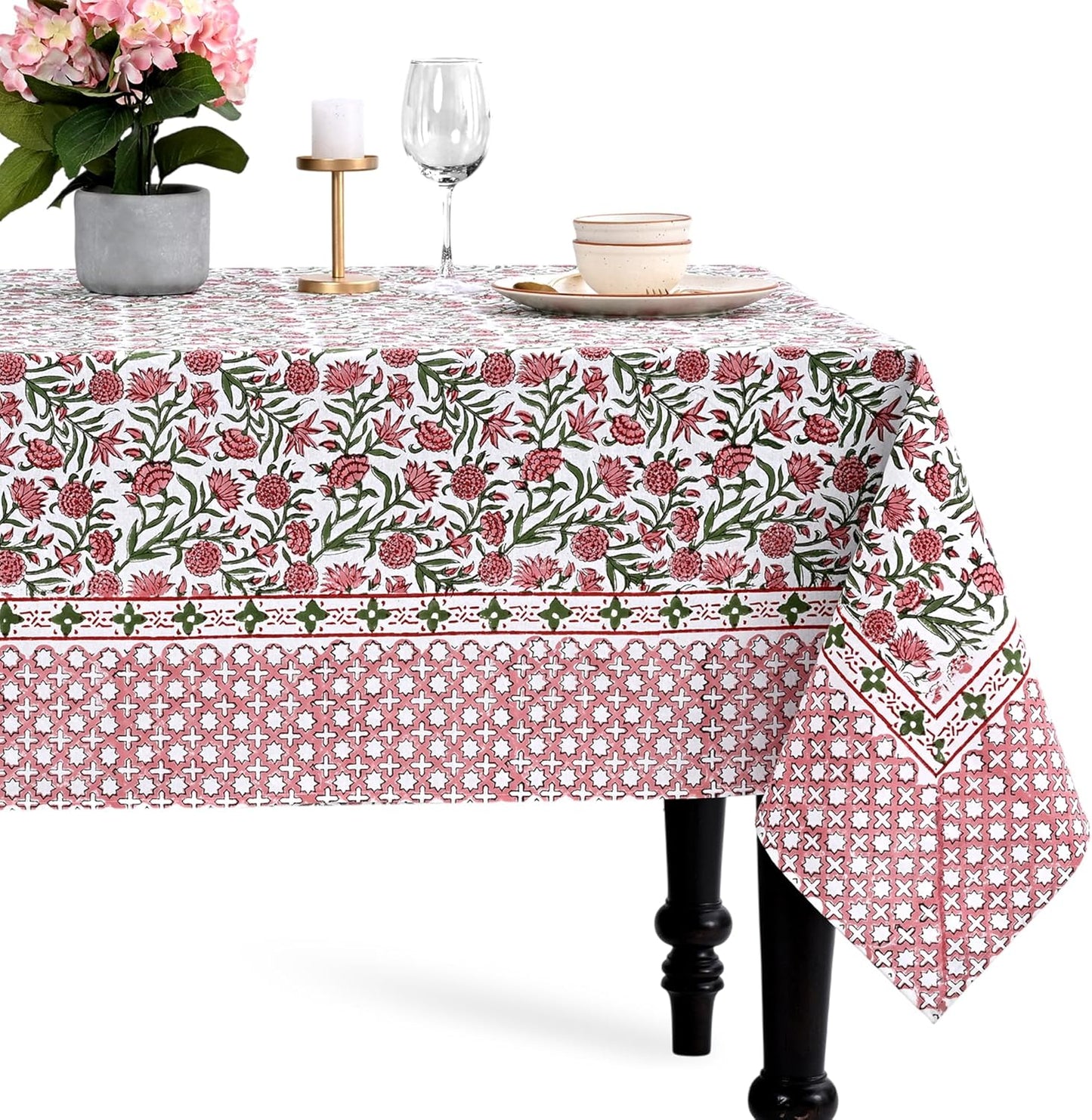 CPC Tablecloth 100% Cotton 60x60 Inch Indian Block Print Design