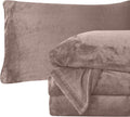 Elegant Comfort Velvet Plush Flannel Sheet Set - King Taupe - Cozy