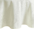Poinsettia Elegance Jacquard Round Tablecloth 90in - Holiday Ready
