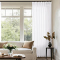 Elegant White Pinch Pleated Curtains for High Ceilings 132 in