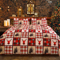 Christmas Quilt Set Queen Size Red Plaid Quilt - Festive Lightweight