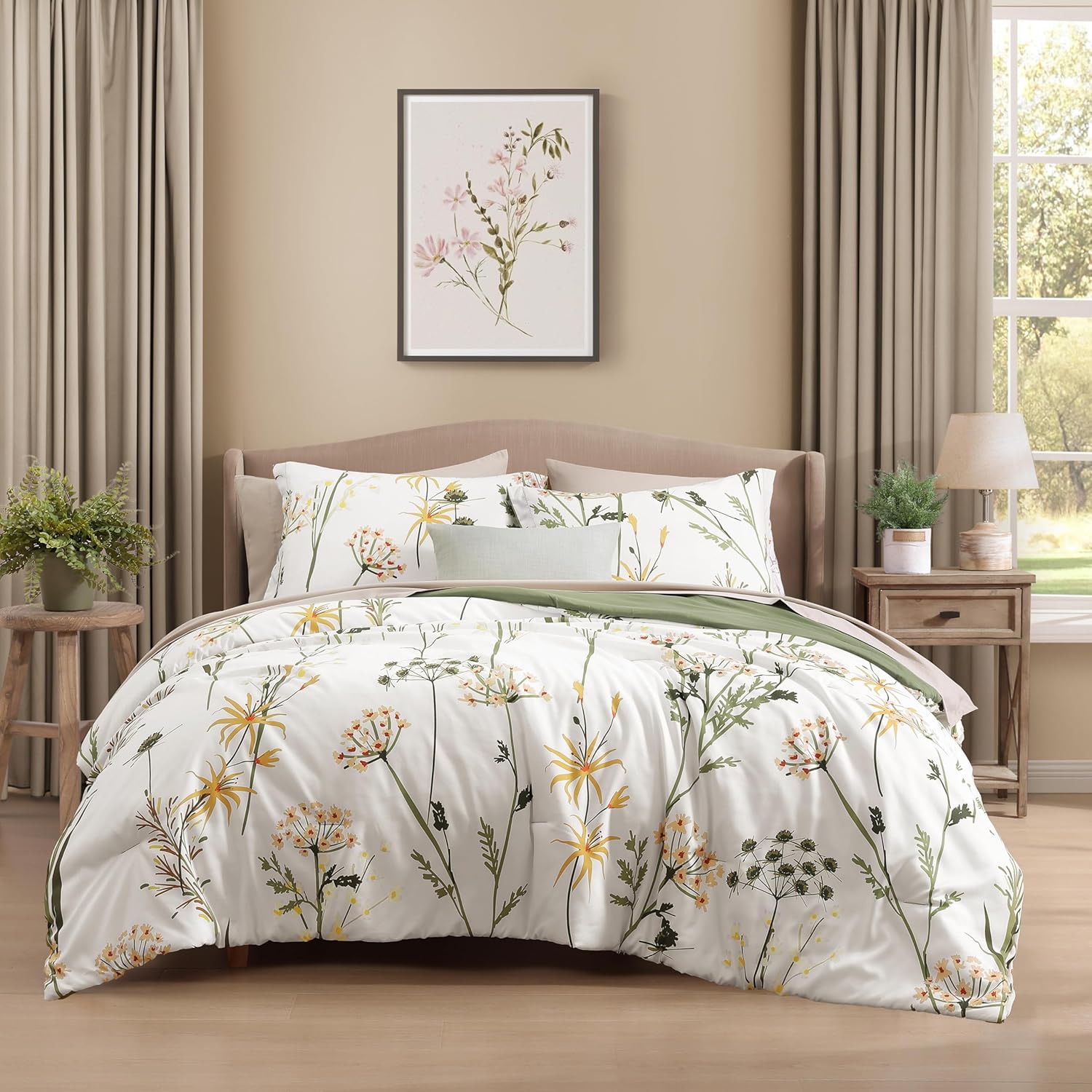 CASAAGUSTO King Comforter Set 7 PCS Soft Seersucker Design