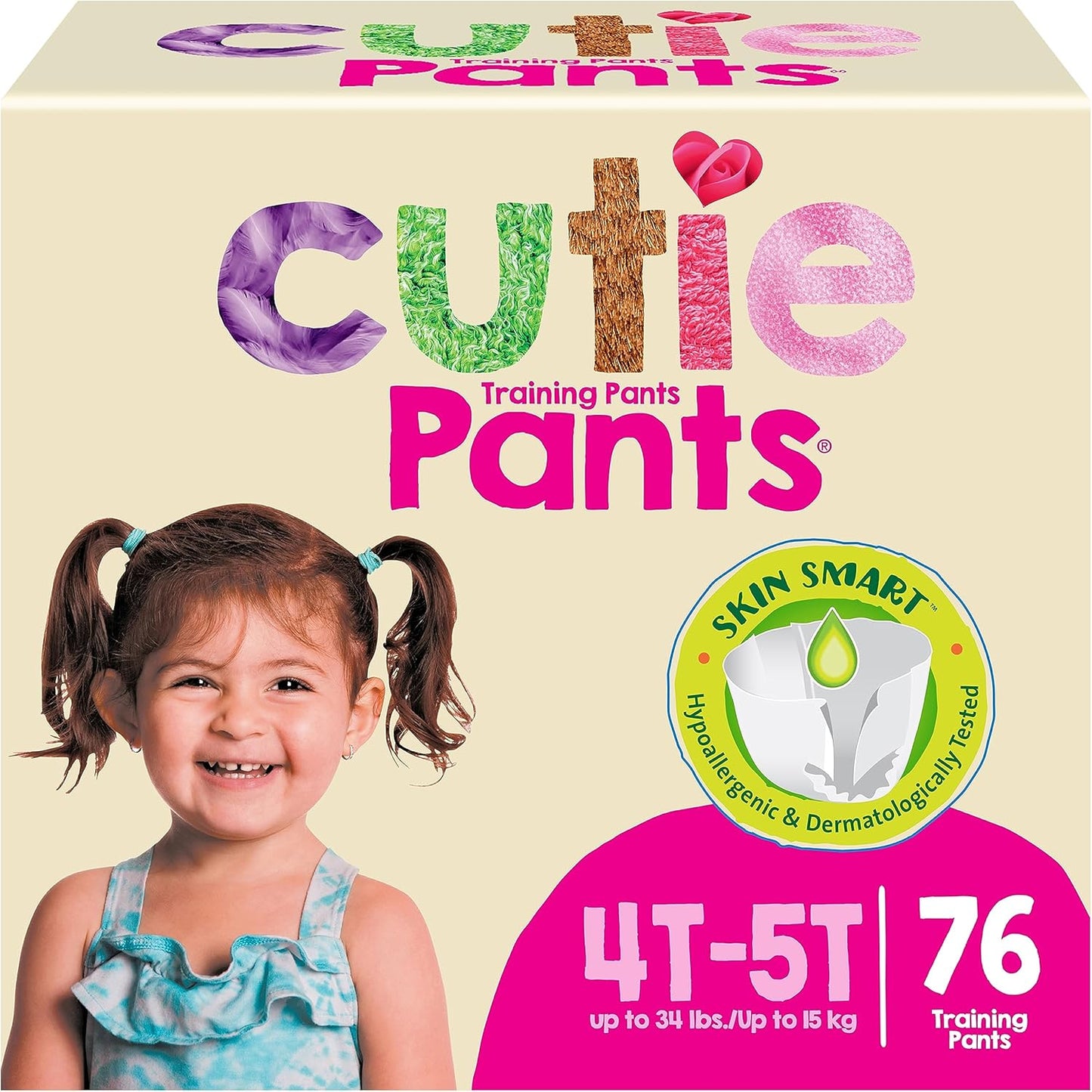 Cuties Toddler Training Pants for Girls, Size 4T-5T, 76 Count