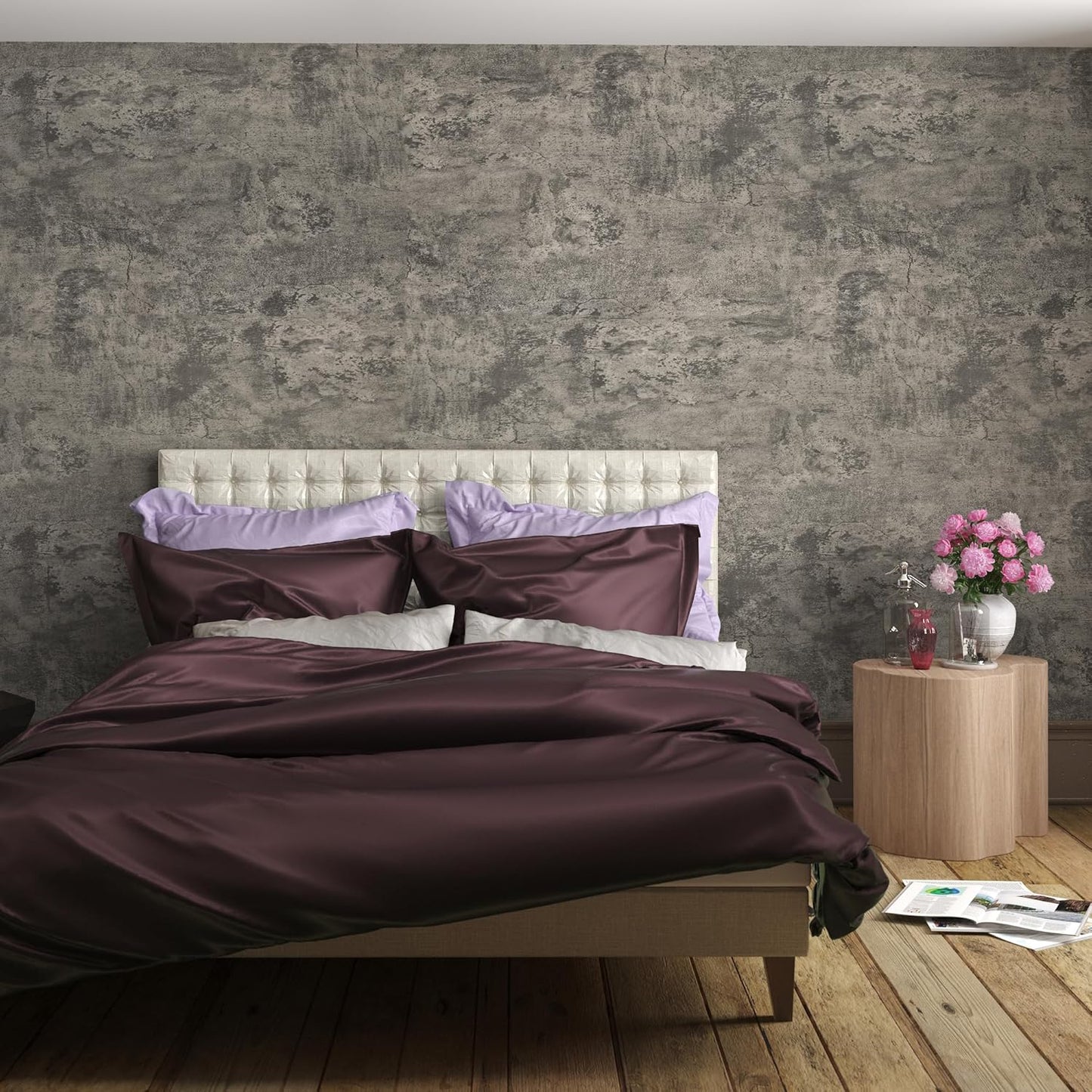48in Long Size Extra Wide Thick Light Brown Grey Concrete Wallpaper