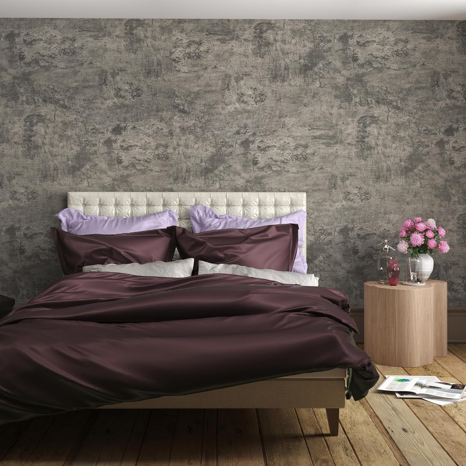 48in Long Size Extra Wide Thick Light Brown Grey Concrete Wallpaper