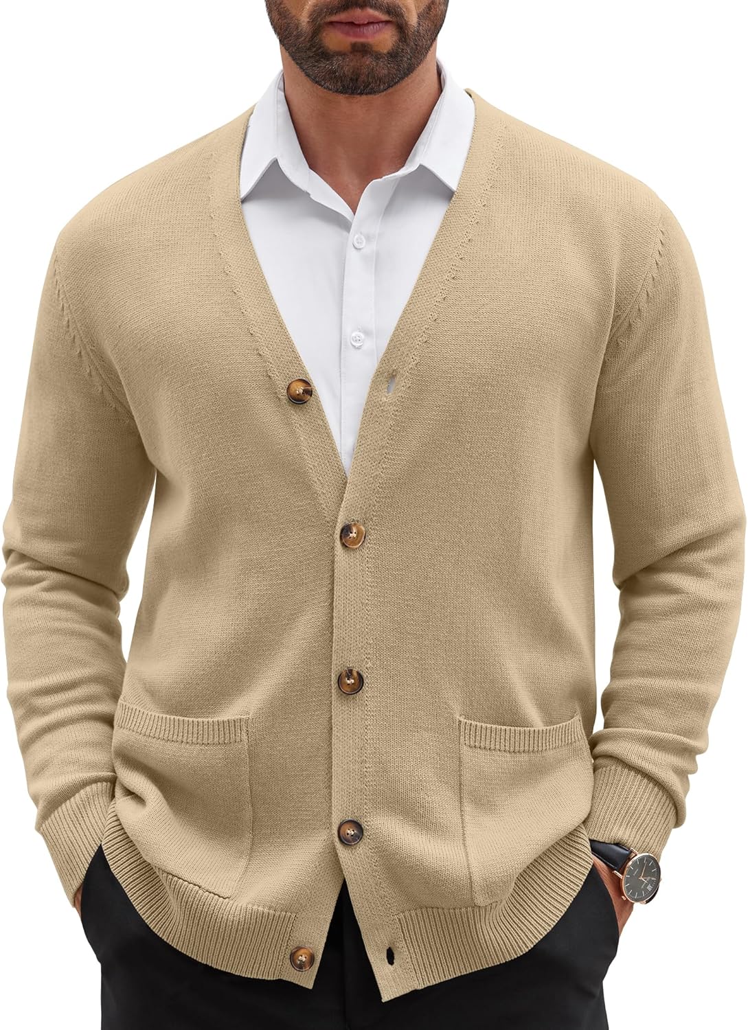 COOFANDY Men's Cardigan Sweater with Pockets for Casual Wear