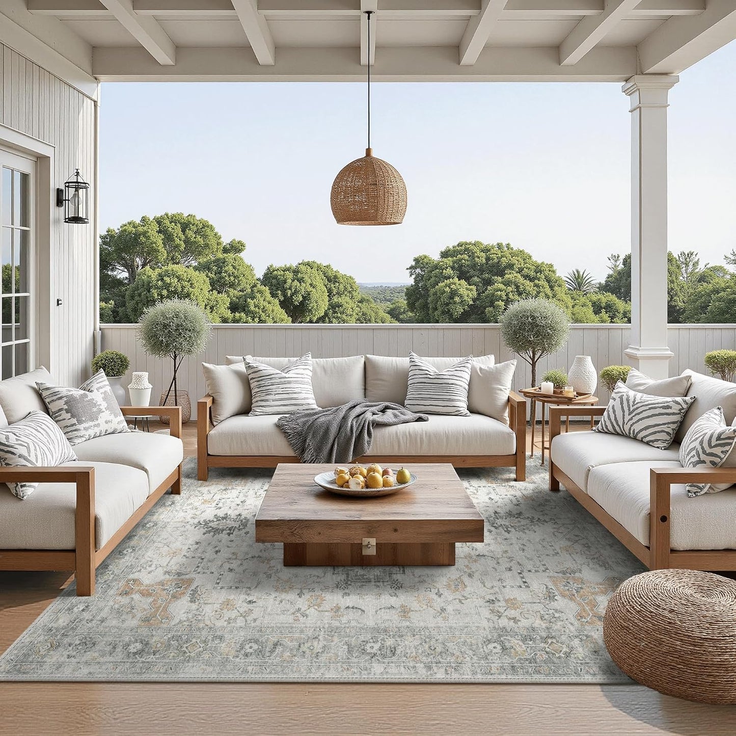 GENIMO Outdoor Indoor Area Rug 5ftx7ft Waterproof Non-Shedding