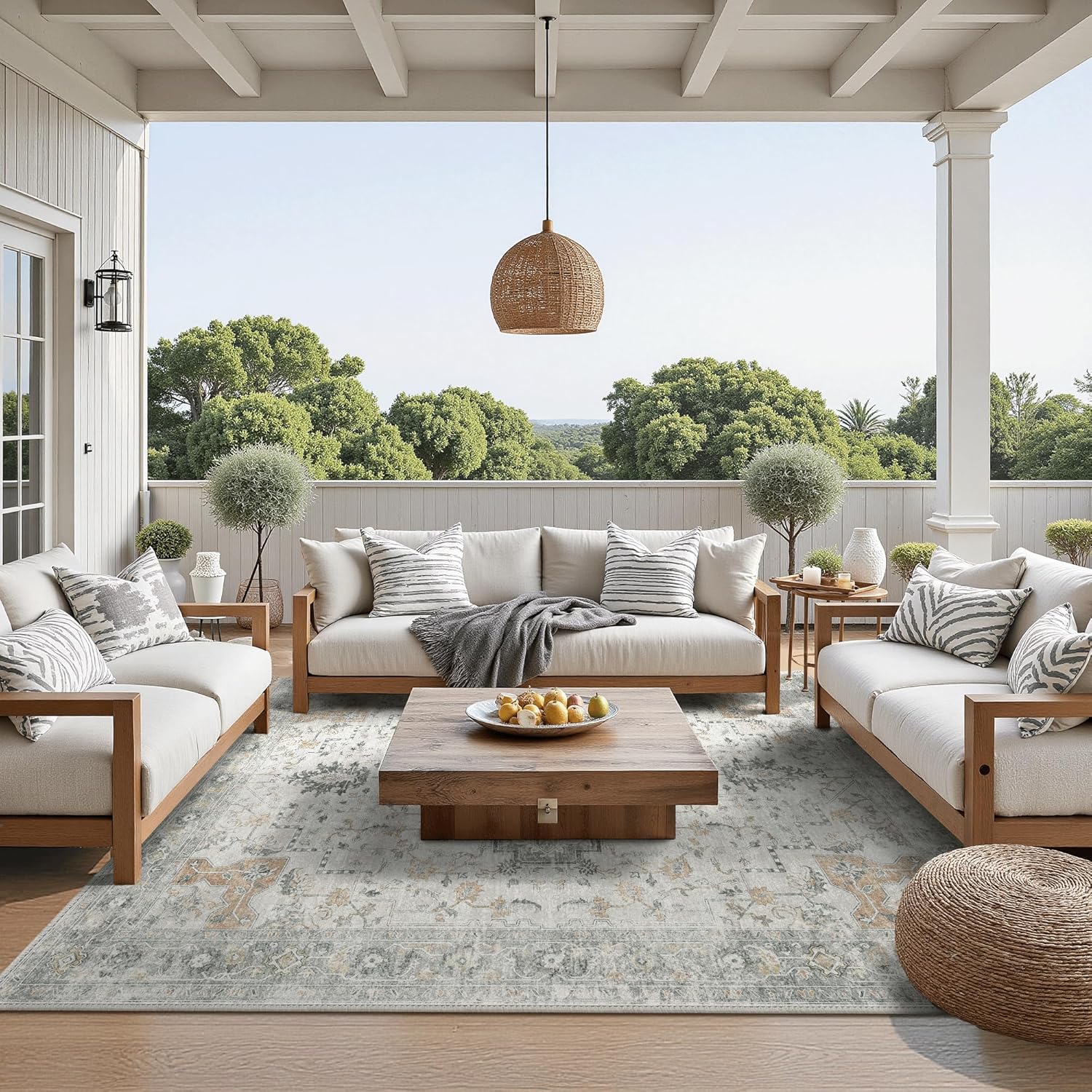 GENIMO Outdoor Indoor Area Rug 5ftx7ft Waterproof Non-Shedding