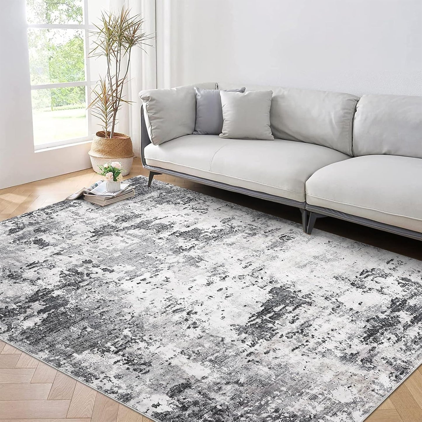 Modern Abstract Area Rug 6x9 Soft Non Slip Washable Carpet