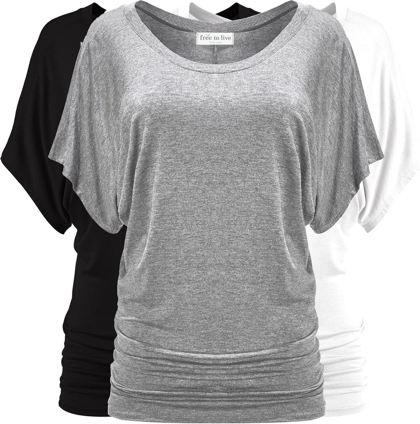 Versatile Dolman Sleeve Tunic Tops for Women - 3 Pack