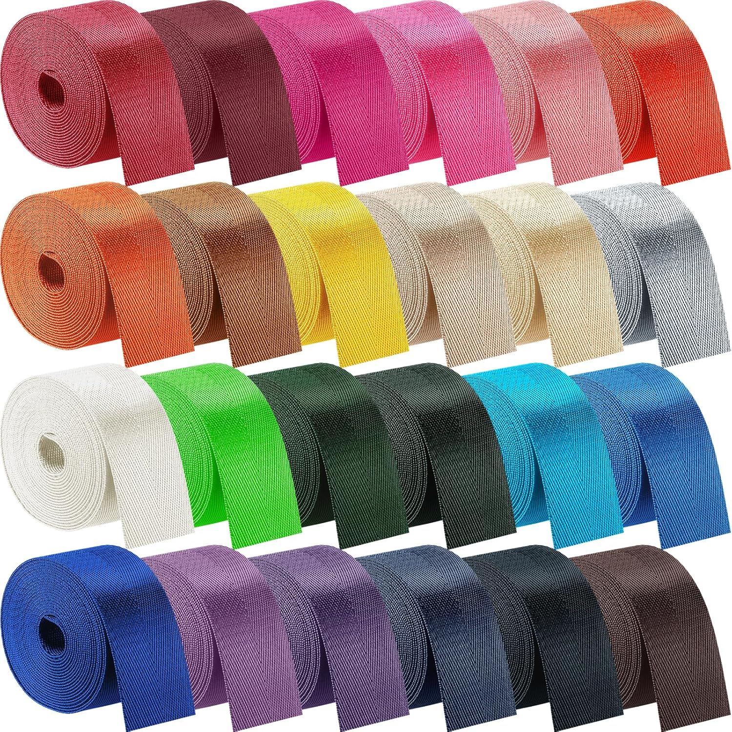 Windyun 24 Rolls Nylon Webbing for DIY Crafts and Repairs