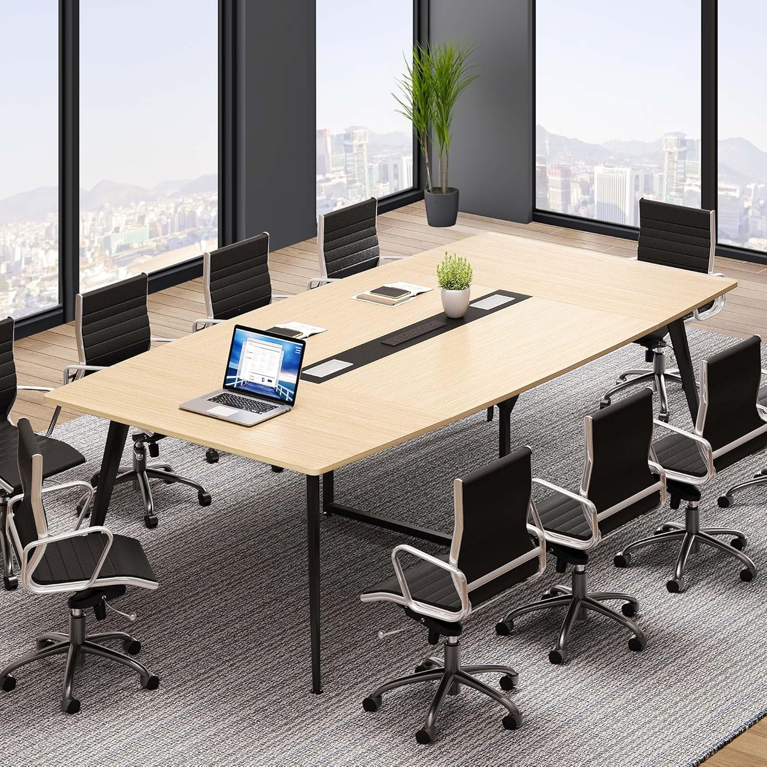 YITAHOME 8FT Conference Table with Power Outlets for Meetings
