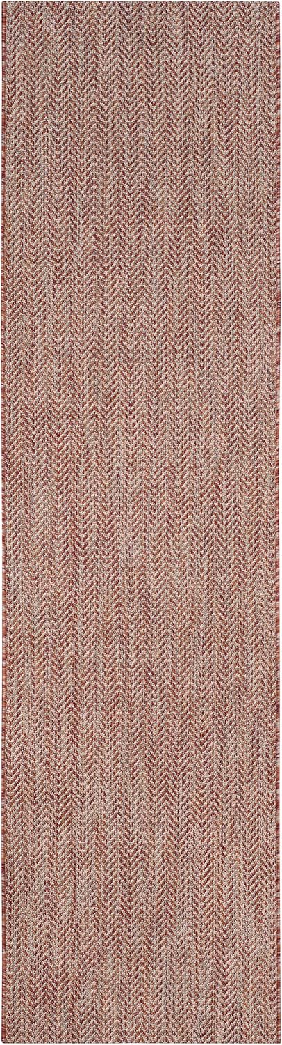 SAFAVIEH Courtyard Collection 2ft 3in x 8ft Red/Beige Runner Mat