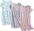 PNAEONG Women's Cotton Nightgown 3 Pack - Soft Sleep T Shirt Dress