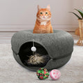 Cat Tunnel Bed for Indoor Cats Large - 2-in-1 Peekaboo Donut Bed
