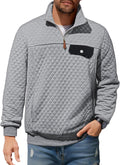 Men's Quilted Stand Collar Quarter-Zip Sweatshirt - Warm Casual Layer