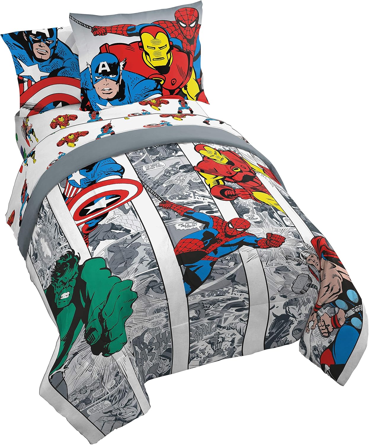 Marvel Avengers Comic Full Bed Set with Comforter & Sheets