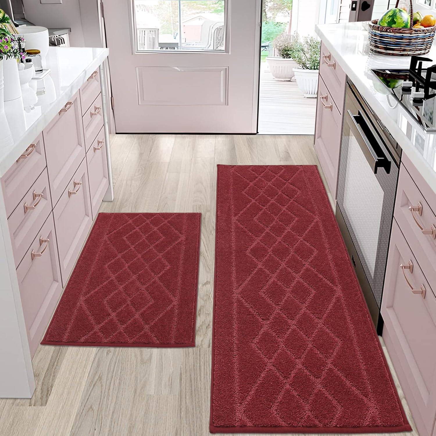 Non Slip Washable Kitchen Rugs Set of 2 for Home Use