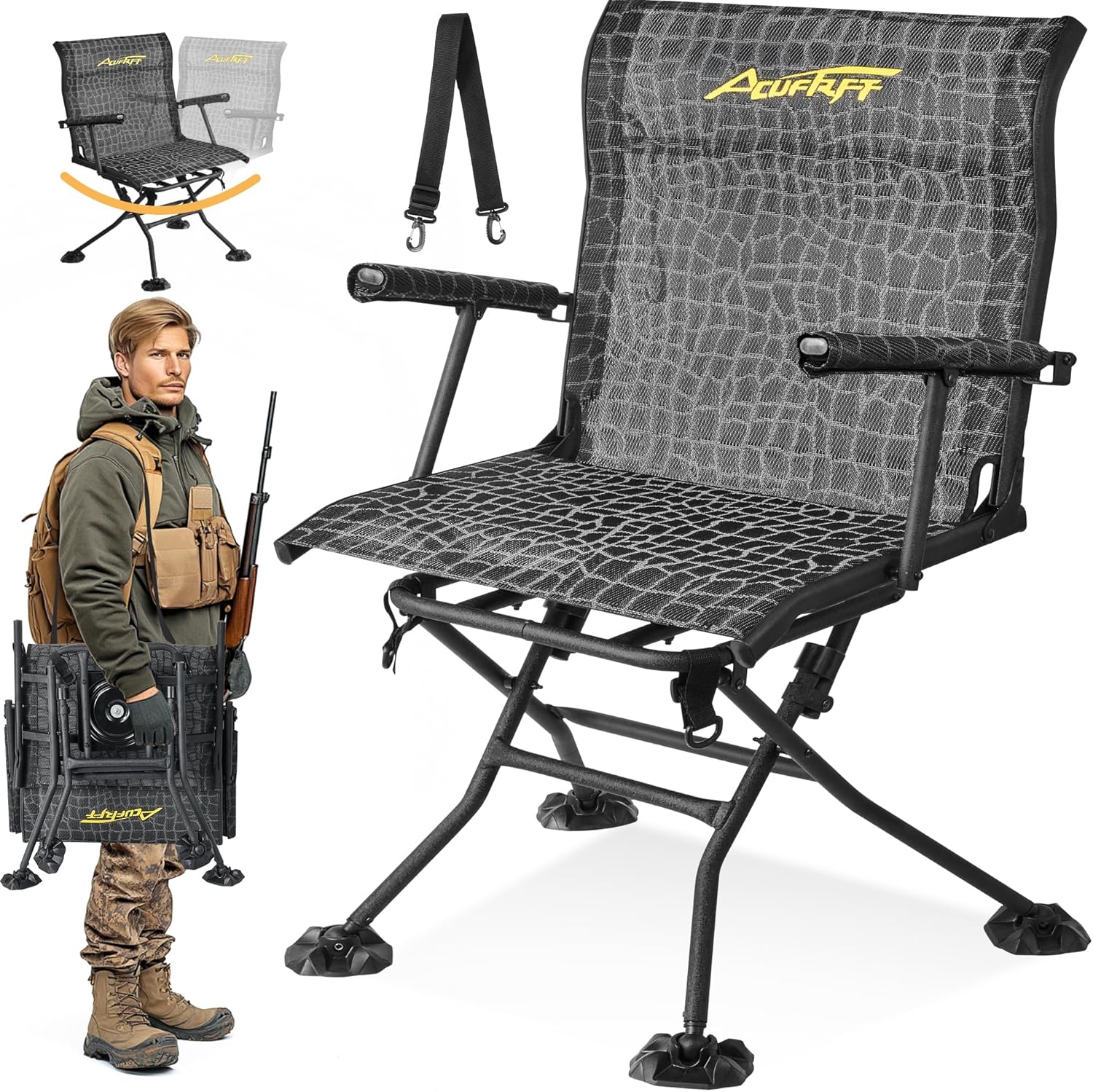 ACCUCRAFT 360 Swivel Blind Chair - Ultra Comfort, Silent Movement