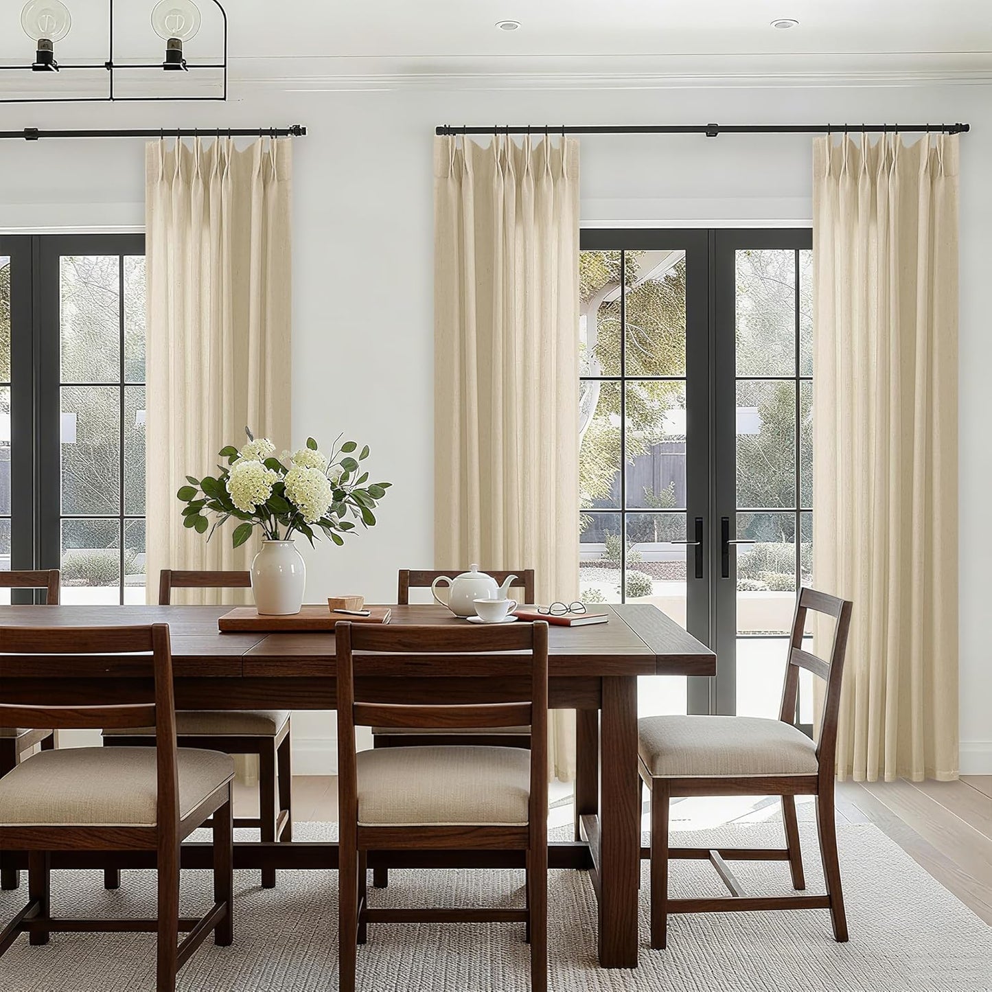 Pinch Pleated Linen Sheer Curtains 120 Inch Long for Living Room