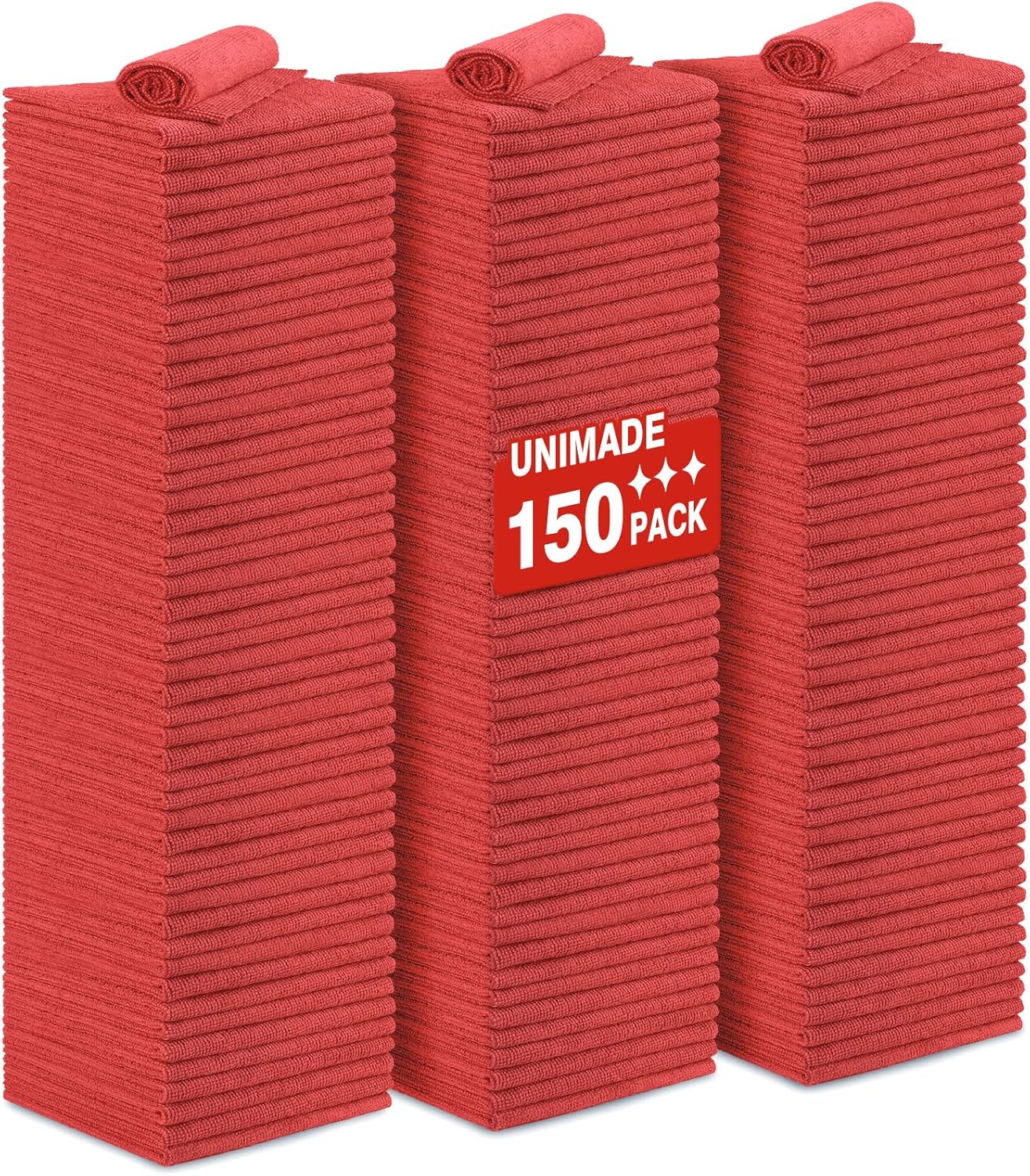 Shop Towels Rags, 150 Pack Microfiber Cleaning Cloths Red