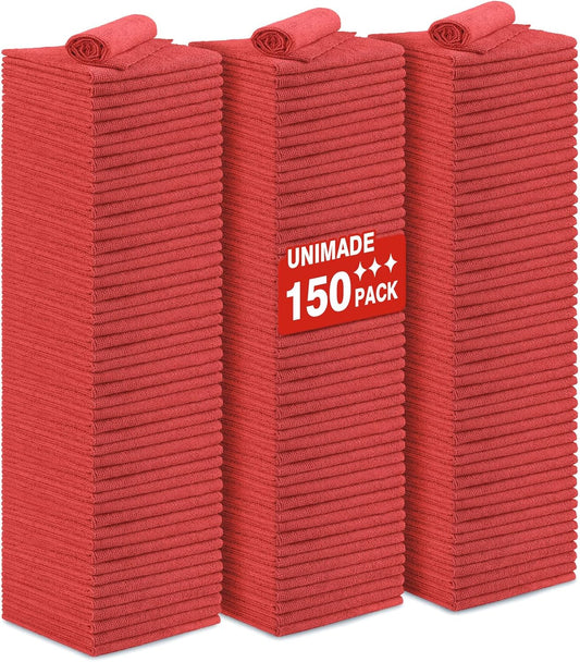 Shop Towels Rags, 150 Pack Microfiber Cleaning Cloths Red