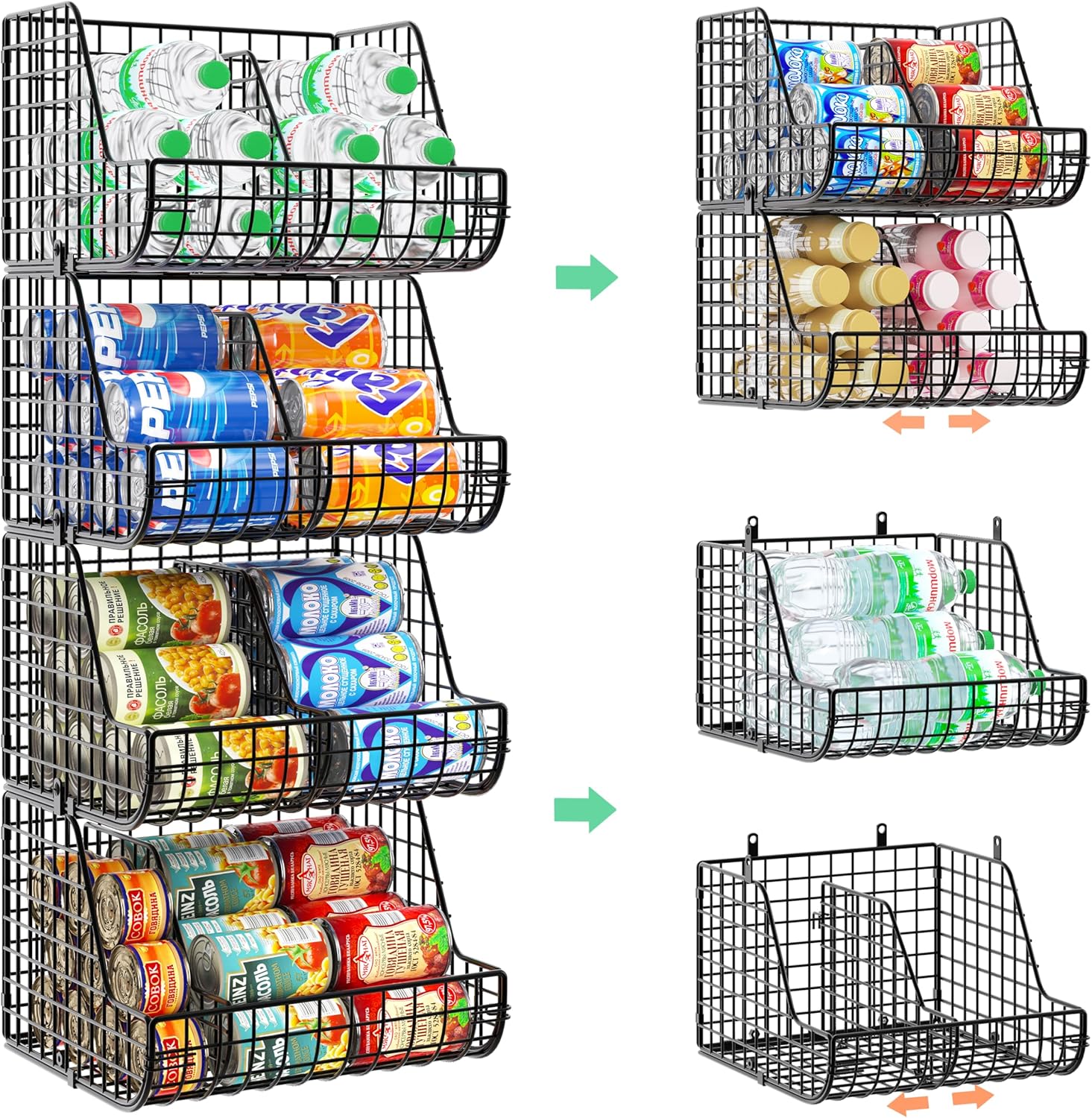 Stackable Soda Can Organizer for 72 Cans - 4-Tier Storage