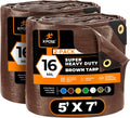 Xpose Safety Super Heavy-Duty 5 ft x 7 ft Brown Poly Tarp - Durable 16