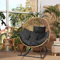 Egg Chair Outdoor Rocking Chair Oversized Lounger - Cozy Gray Cushion
