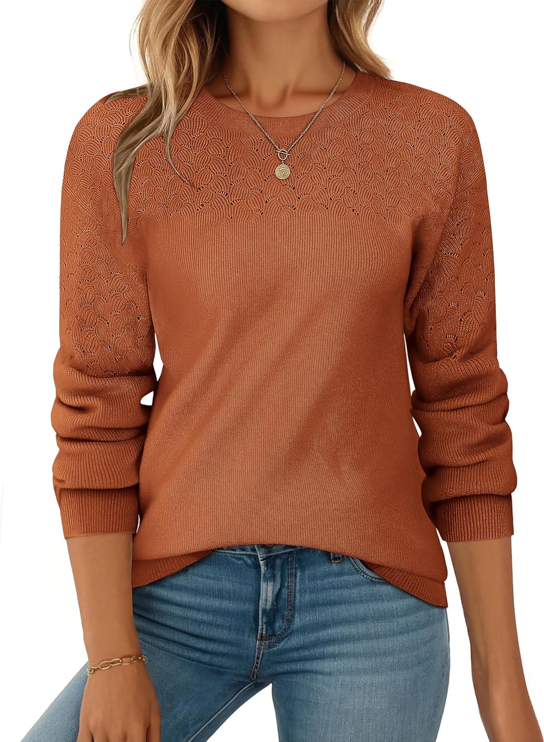 Stylish Fall Sweaters for Women - Casual Crewneck Knit Pullover