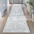 2x8 Runner Rug Washable Vintage Hallway Carpet - Low Pile Grey