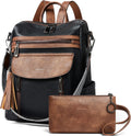 Leather Backpack Purse for Women - Convertible Travel Shoulder Bag