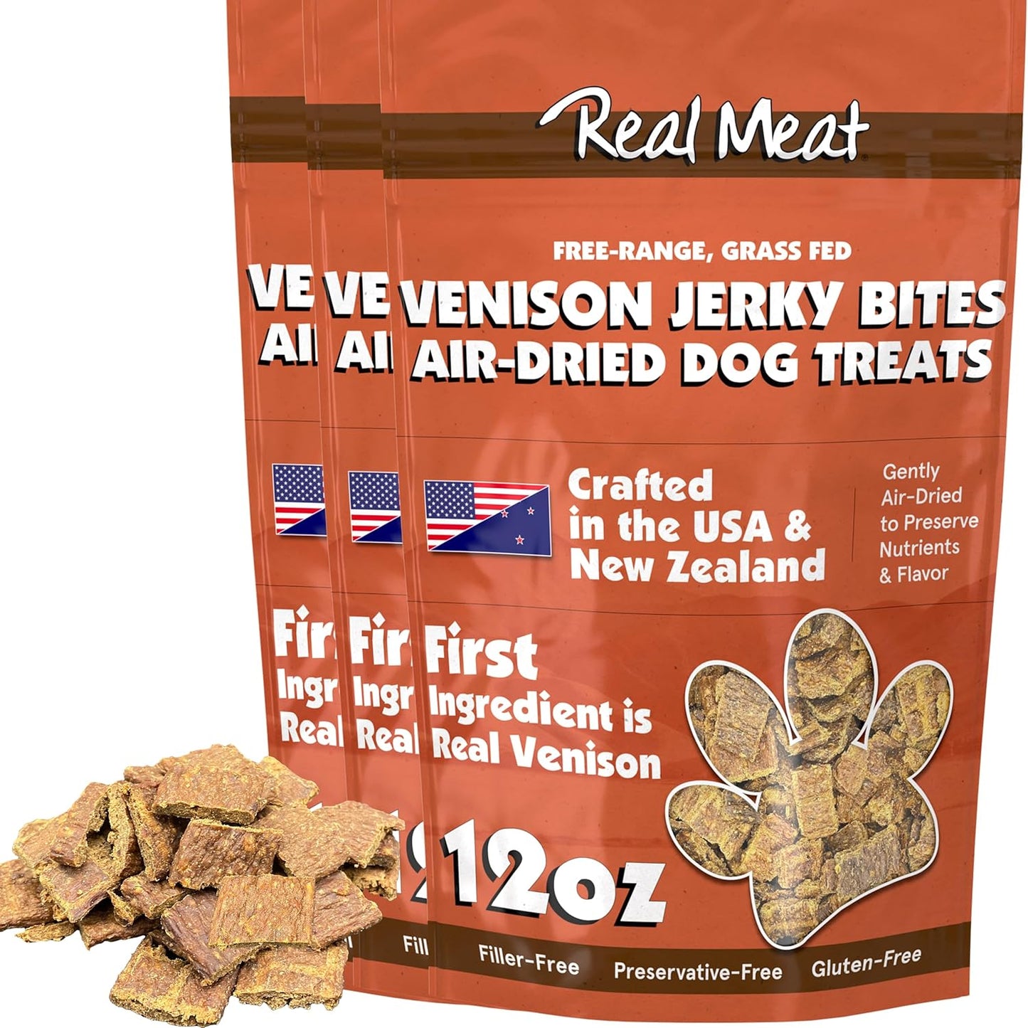 Real Meat Dog Treats - Bite-Sized Air-Dried Venison Jerky