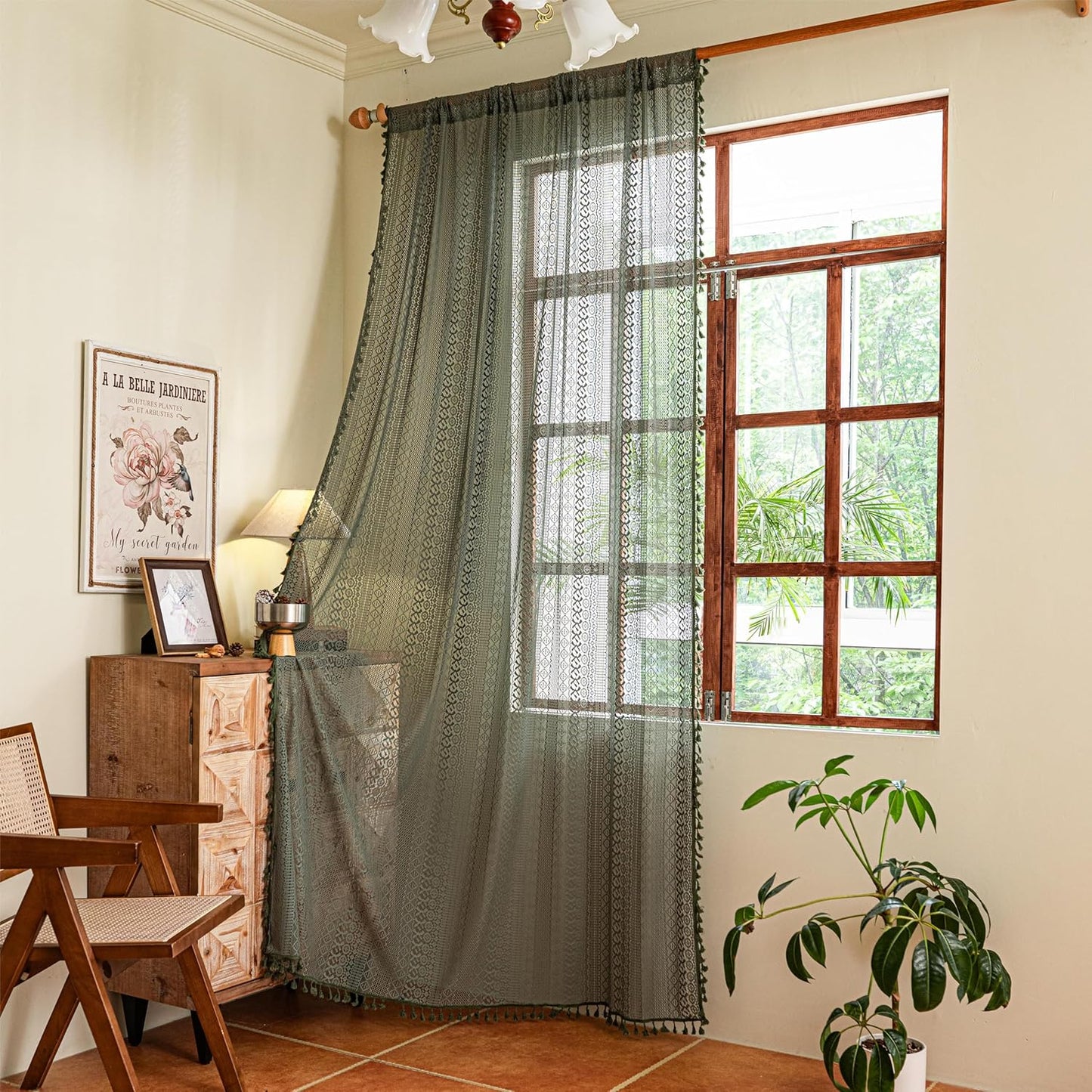 Sutuo Home Boho Curtains 120 inches Long for Vintage Decor