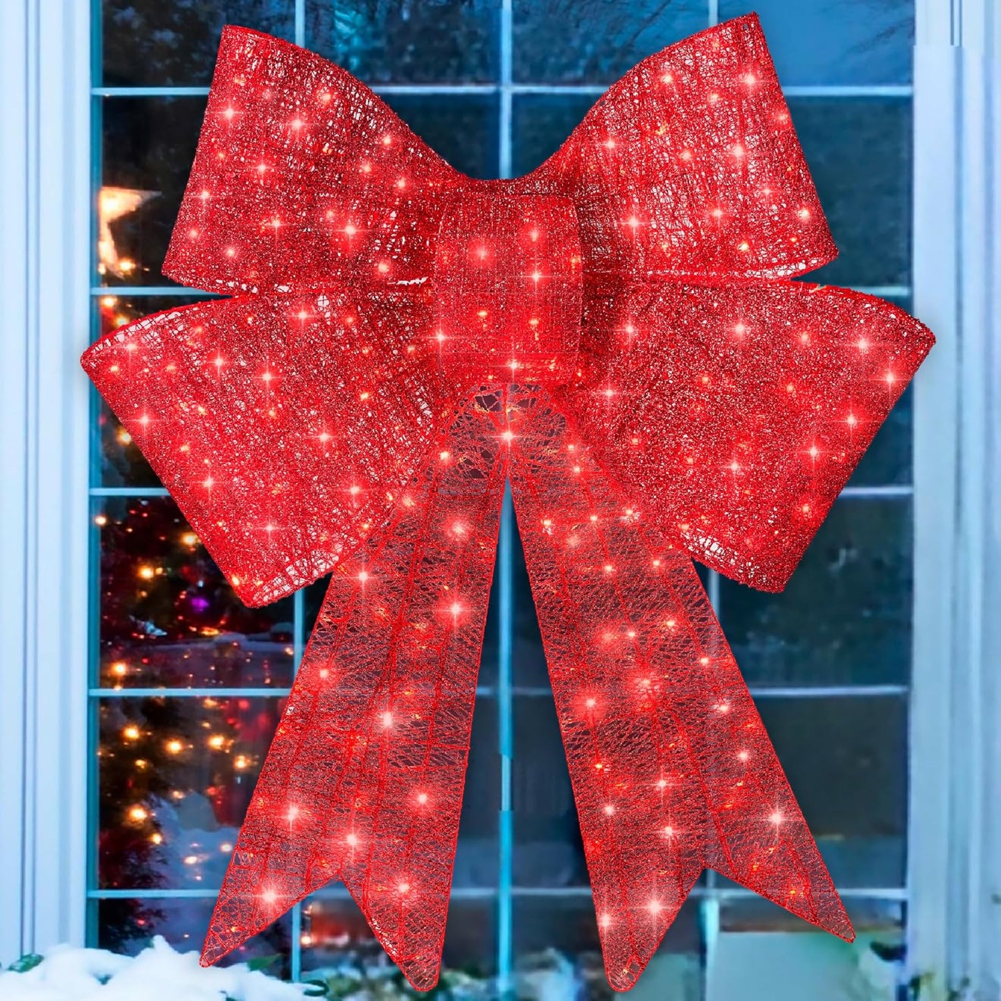 48in Pre-Lit XL Christmas Bow Decoration for Holiday Cheer