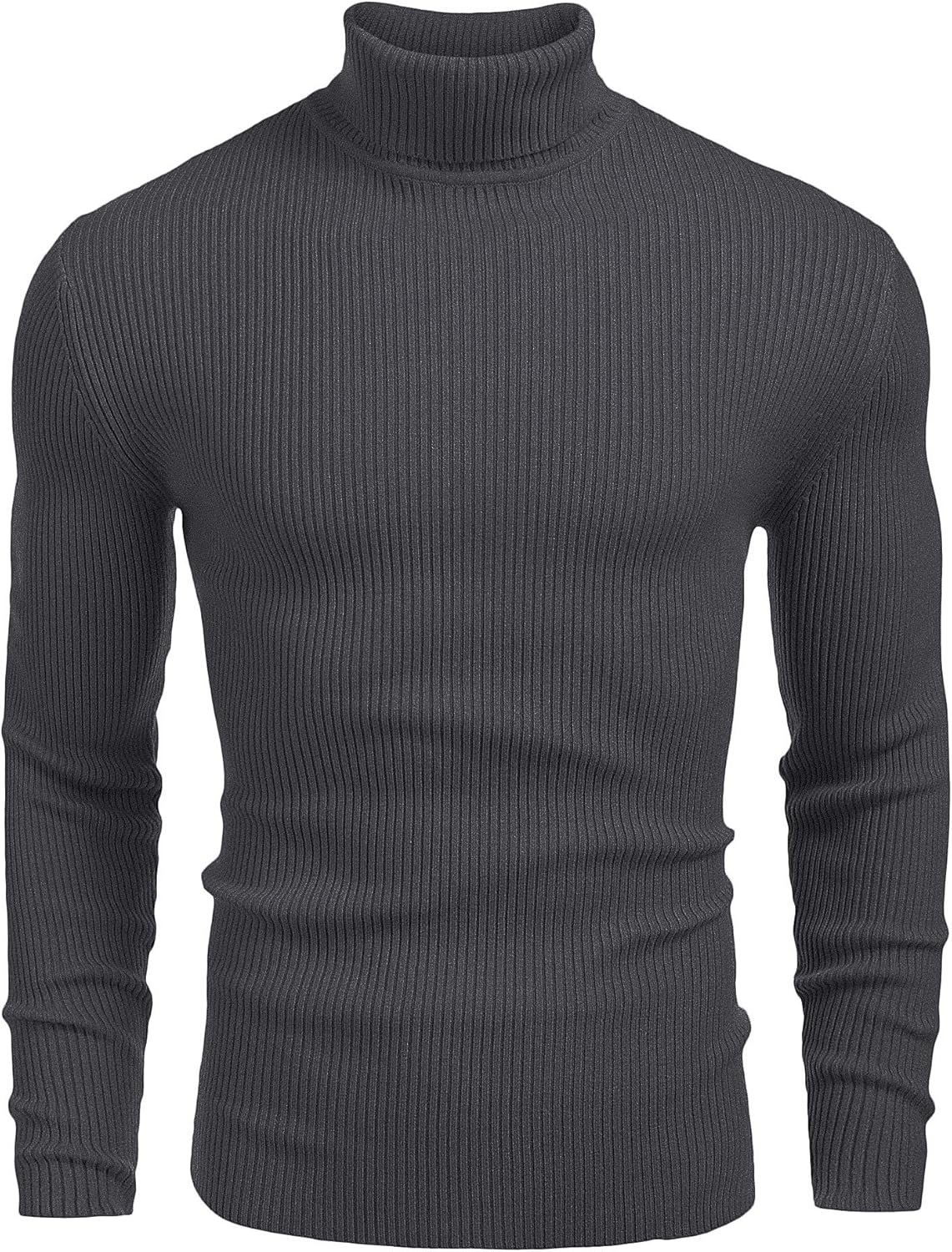 COOFANDY Mens Ribbed Slim Fit Knitted Pullover Turtleneck Sweater