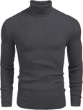 Mens Ribbed Slim Fit Knitted Turtleneck Sweater (Style YB2C)
