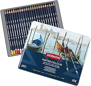 Derwent Watercolor Pencils in Metal Tin for Artistic Mastery