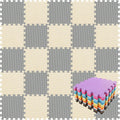 Beige Gray Interlocking Foam Floor Mat 18 Tiles - Soft Baby Play Mat
