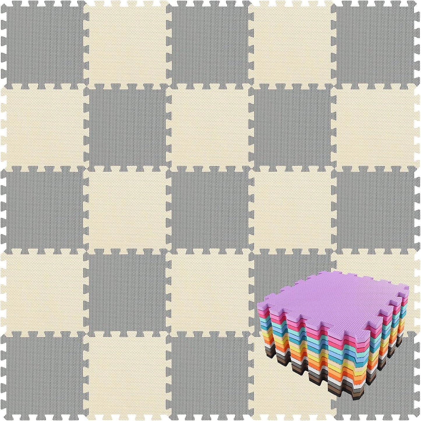 qqpp EVA Rubber Interlocking Puzzle Foam Floor Mats for Play
