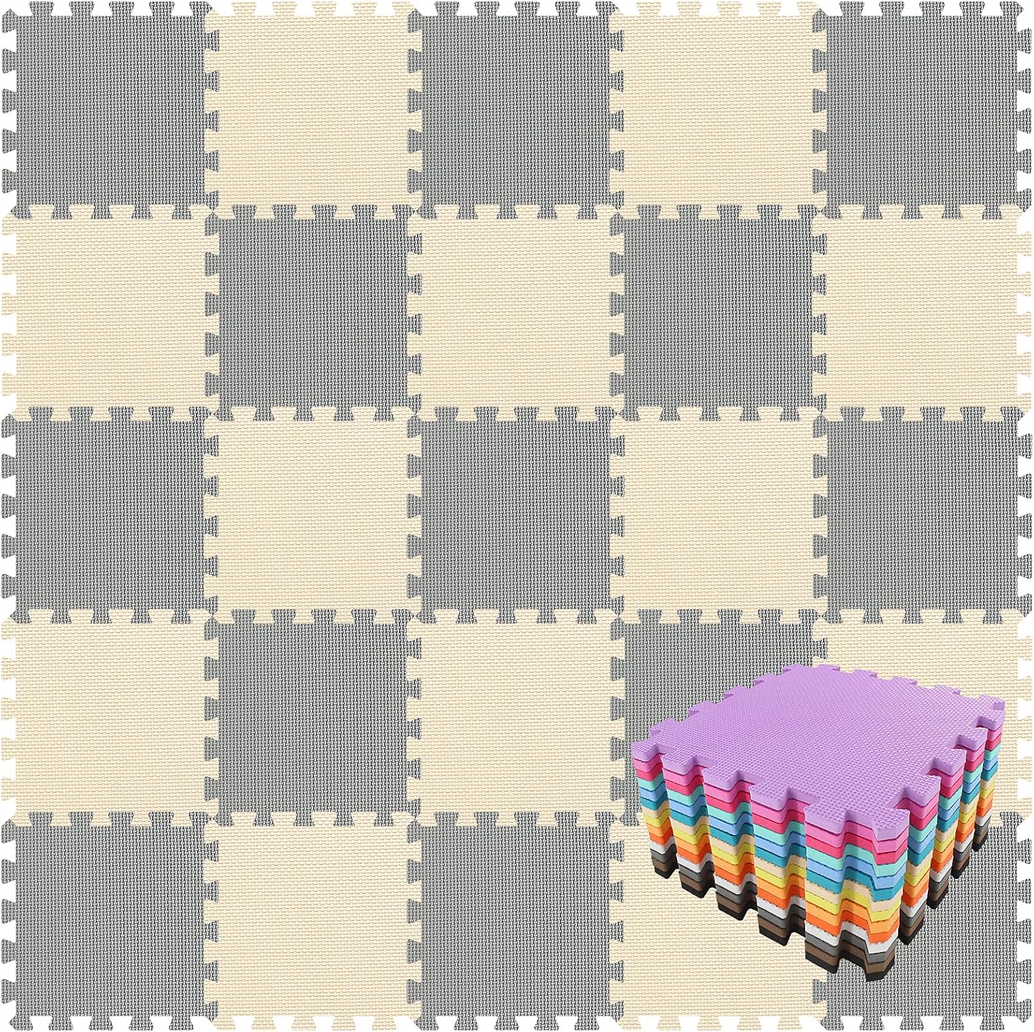qqpp EVA Rubber Interlocking Puzzle Foam Floor Mats for Play