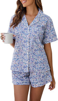 100% Cotton Pajamas for Women 2 Piece PJ Set - Short Sleeve Summer