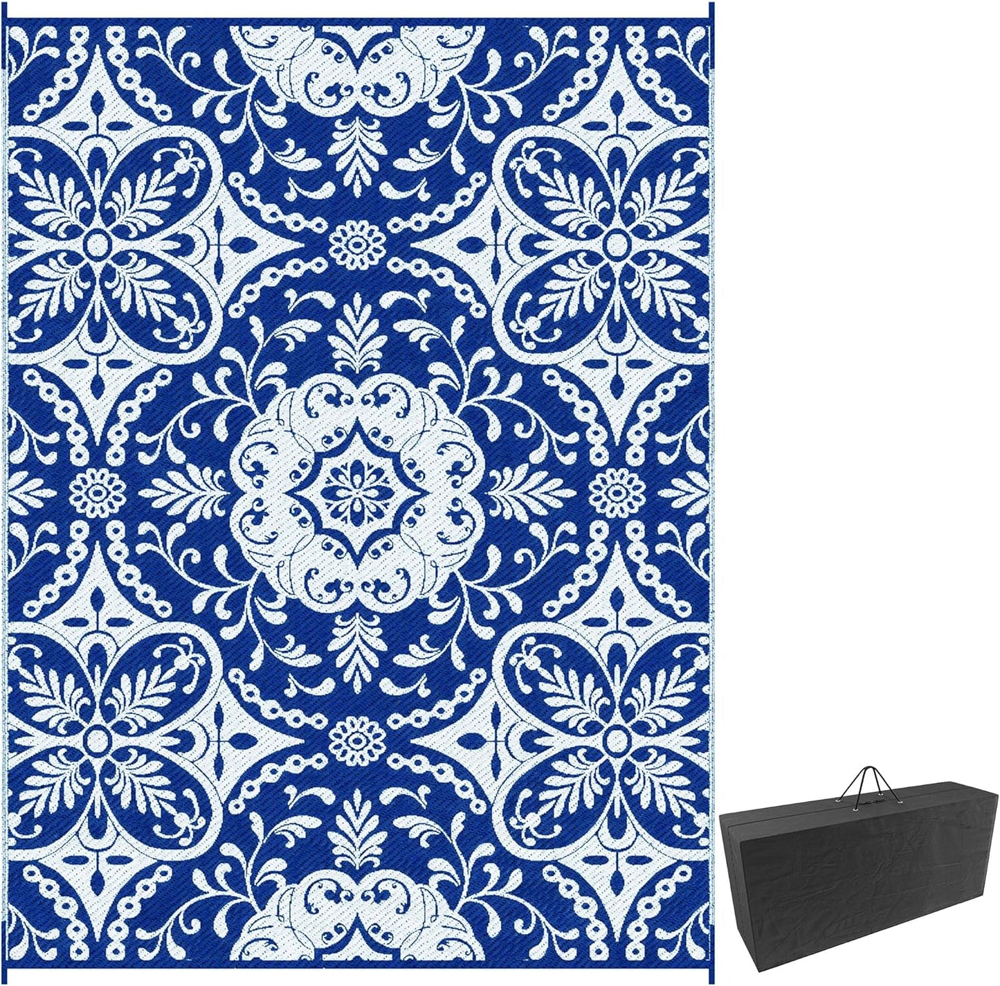Reversible Outdoor Rug Carpet for Camping and Picnics, 9ft x 12ft